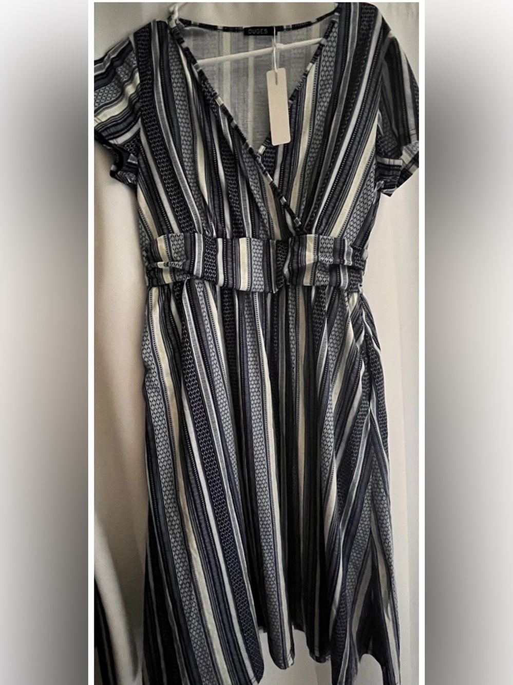 NEW WITH TAGS Women’s V-neck Navy Short Sleeve A-line Wrap Dress